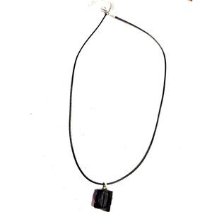 Black Tourmaline Rough Rock Pendant from Brazil with Cord